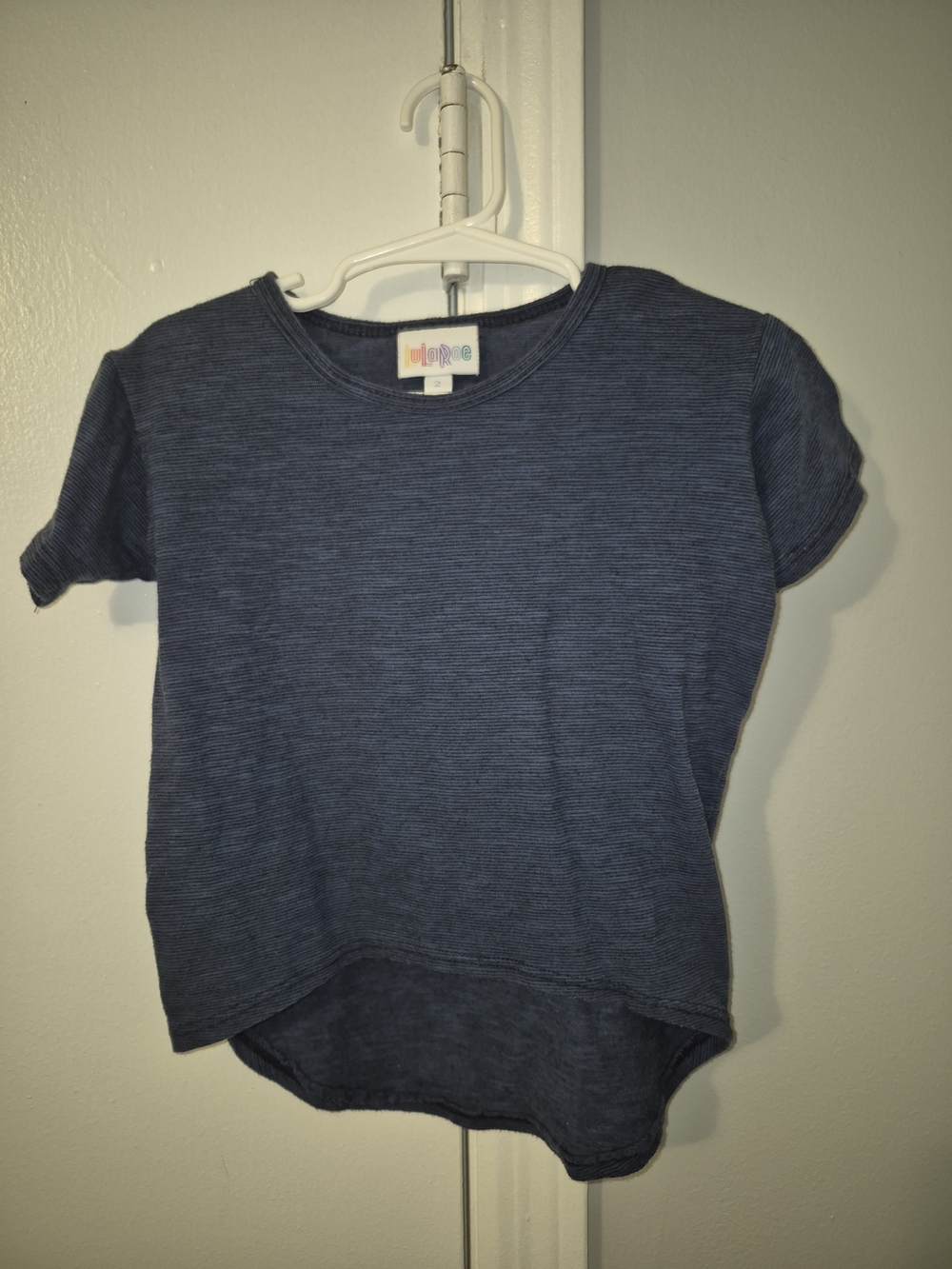 LuLaRoe Girls' Navy Short Sleeve Tee 2T